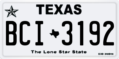 TX license plate BCI3192