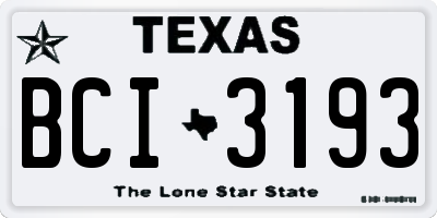 TX license plate BCI3193