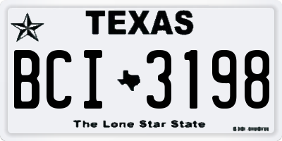 TX license plate BCI3198