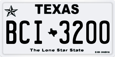 TX license plate BCI3200