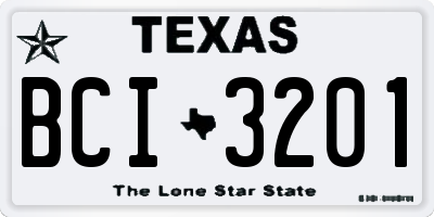 TX license plate BCI3201