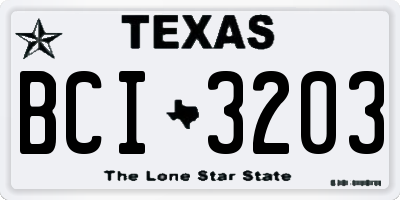 TX license plate BCI3203