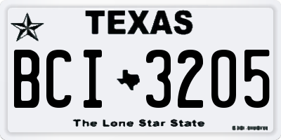 TX license plate BCI3205