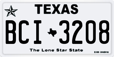 TX license plate BCI3208