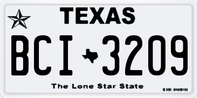 TX license plate BCI3209