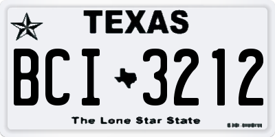 TX license plate BCI3212