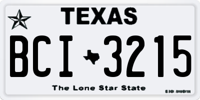 TX license plate BCI3215