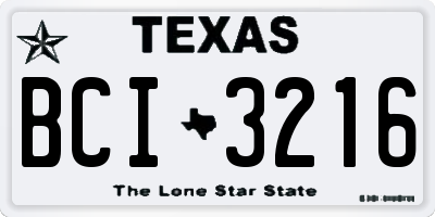TX license plate BCI3216