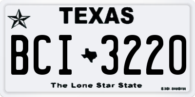 TX license plate BCI3220