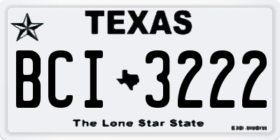 TX license plate BCI3222