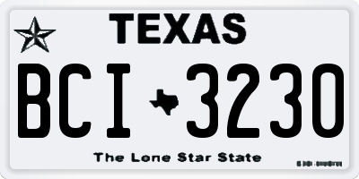 TX license plate BCI3230