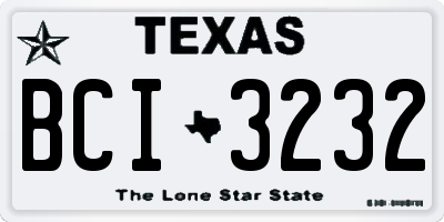 TX license plate BCI3232