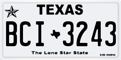 TX license plate BCI3243