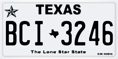 TX license plate BCI3246