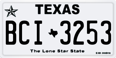 TX license plate BCI3253