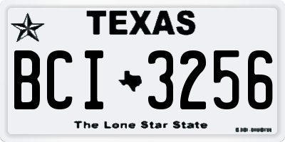 TX license plate BCI3256