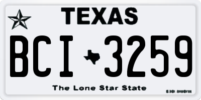 TX license plate BCI3259