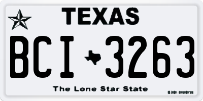 TX license plate BCI3263
