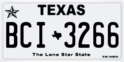 TX license plate BCI3266