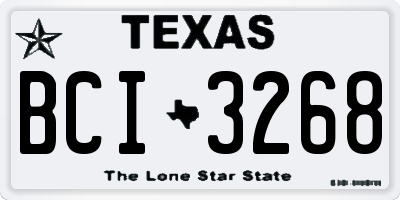 TX license plate BCI3268