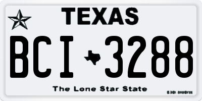 TX license plate BCI3288