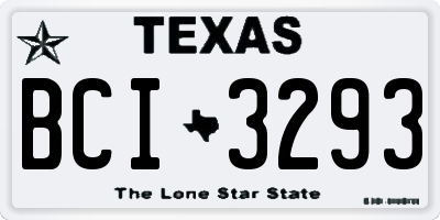 TX license plate BCI3293