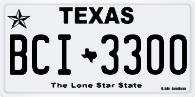 TX license plate BCI3300