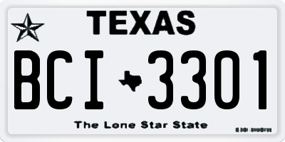 TX license plate BCI3301