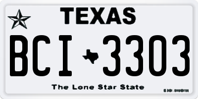 TX license plate BCI3303