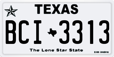 TX license plate BCI3313