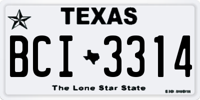 TX license plate BCI3314