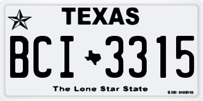 TX license plate BCI3315