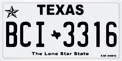 TX license plate BCI3316