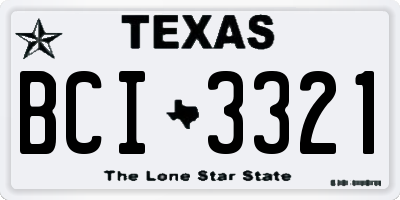 TX license plate BCI3321