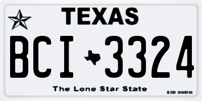 TX license plate BCI3324