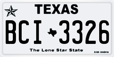 TX license plate BCI3326