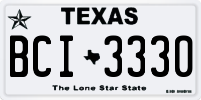 TX license plate BCI3330
