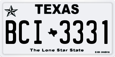 TX license plate BCI3331
