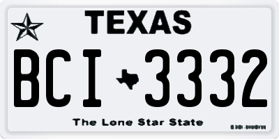 TX license plate BCI3332
