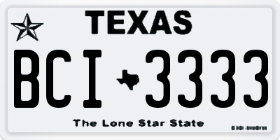 TX license plate BCI3333