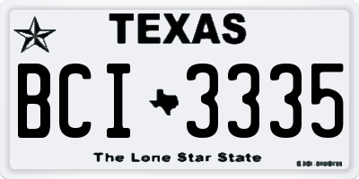 TX license plate BCI3335