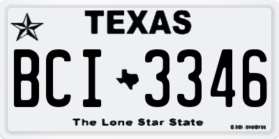 TX license plate BCI3346