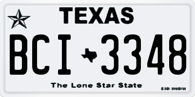 TX license plate BCI3348