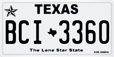 TX license plate BCI3360