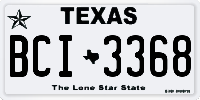 TX license plate BCI3368