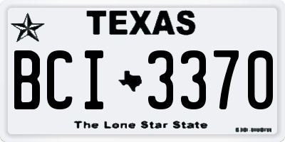 TX license plate BCI3370