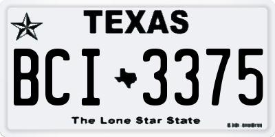 TX license plate BCI3375