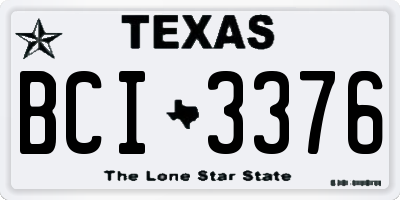 TX license plate BCI3376