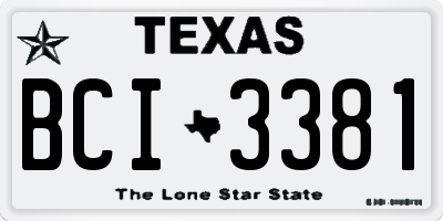 TX license plate BCI3381