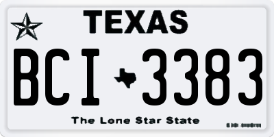 TX license plate BCI3383